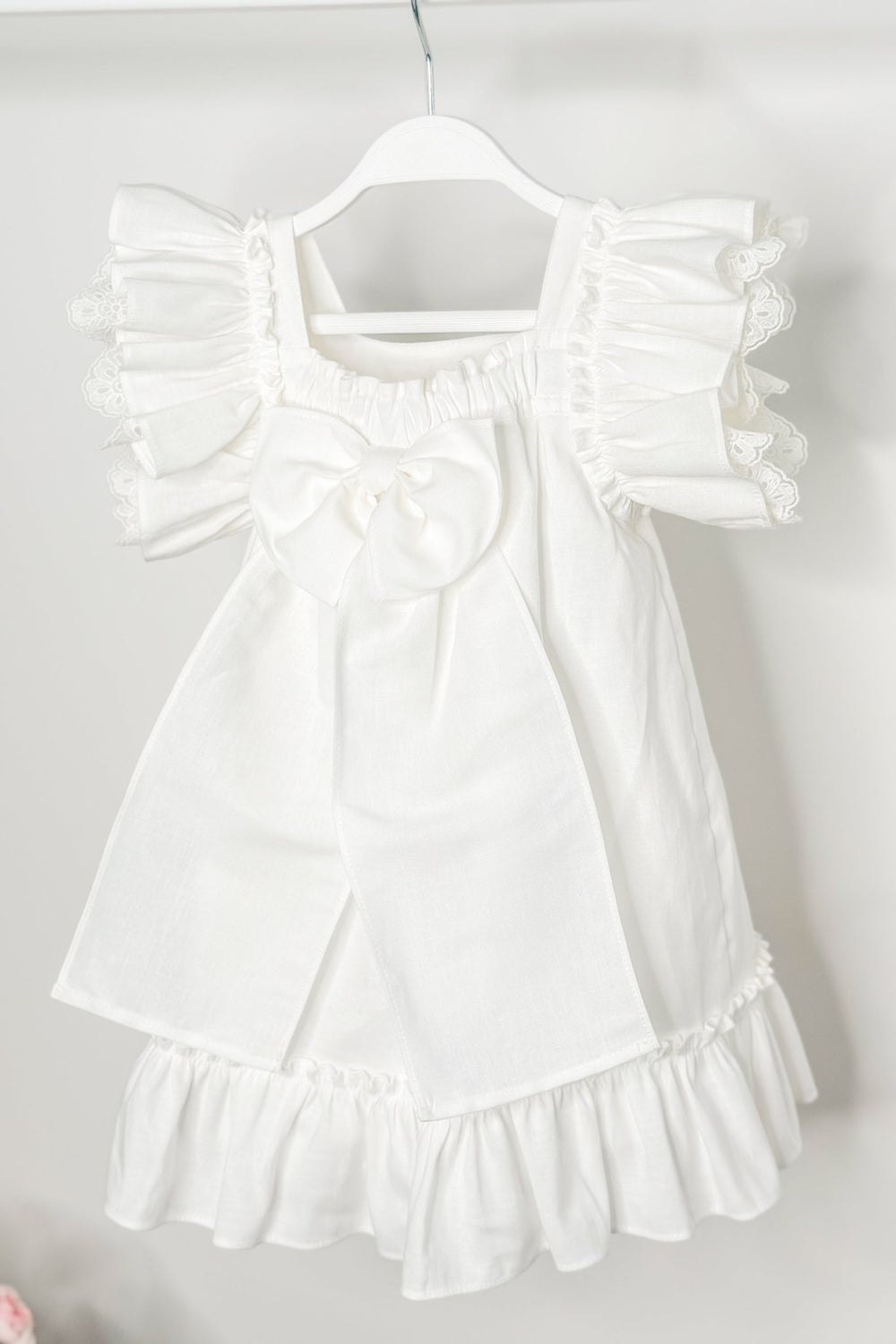 Fofettes "Celine" Ivory Lace Sleeve Dress - Millie and John