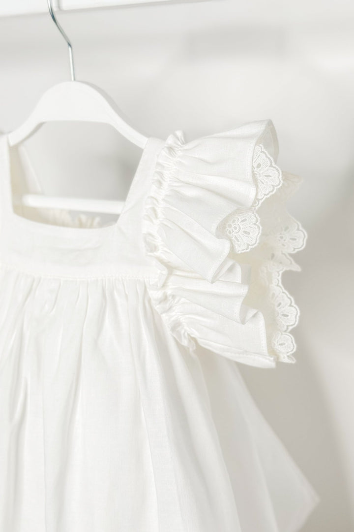 Fofettes "Celine" Ivory Lace Sleeve Dress - Millie and John