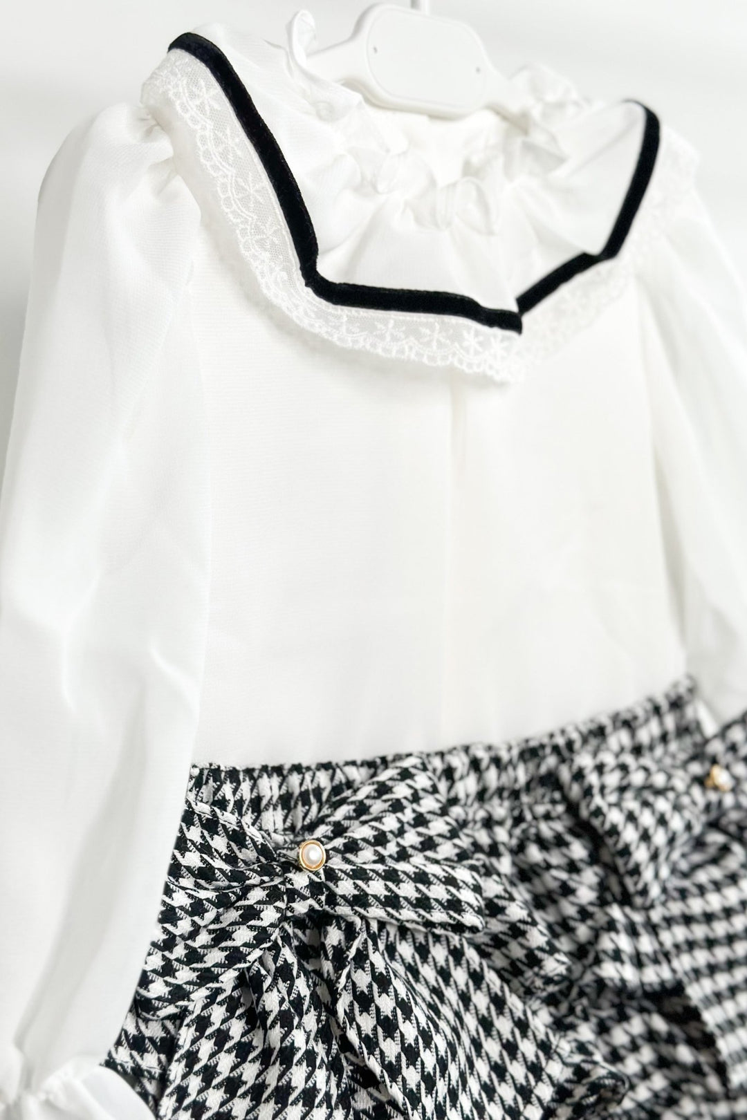 Fofettes "Dixie" Blouse & Black Houndstooth Skort - Millie and John