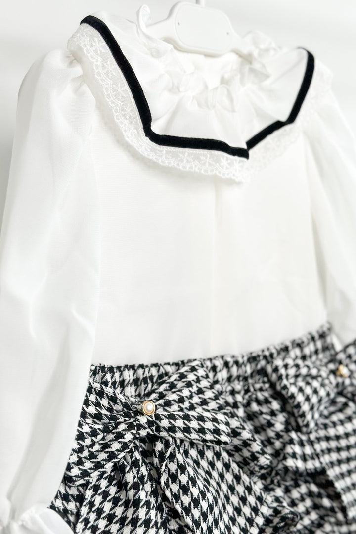 Fofettes "Dixie" Blouse & Black Houndstooth Skort - Millie and John