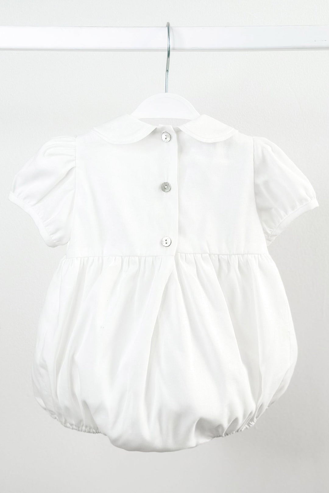 Fofettes "Elias" White & Blue Smocked Romper - Millie and John