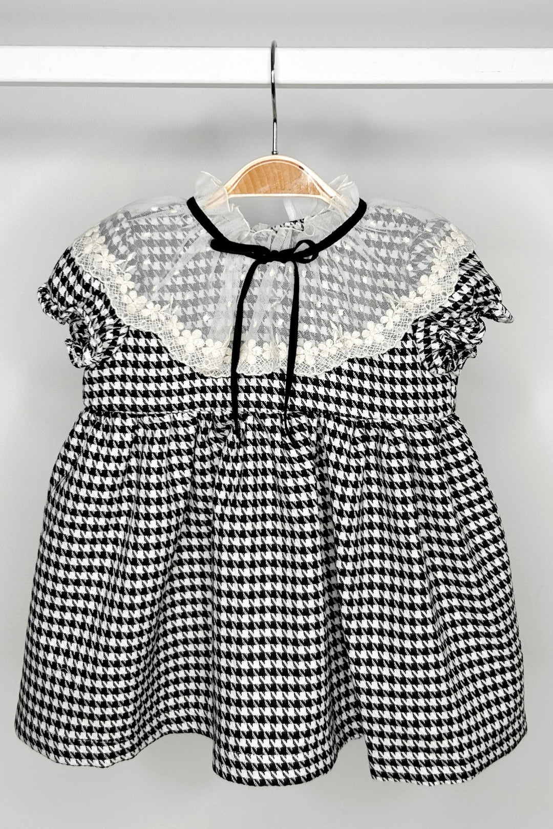 Fofettes "Emmeline" Black Houndstooth Lace Dress - Millie and John
