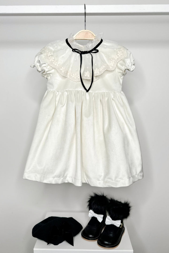 Fofettes "Emmeline" Ivory Velvet Lace Dress - Millie and John