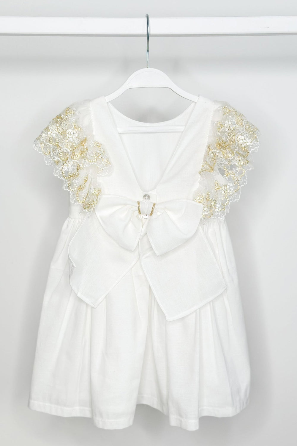 Fofettes "Haven" Ivory Gold Lace Sleeve Dress - Millie and John