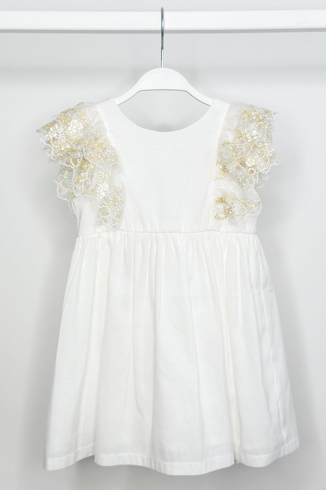 Fofettes "Haven" Ivory Gold Lace Sleeve Dress - Millie and John