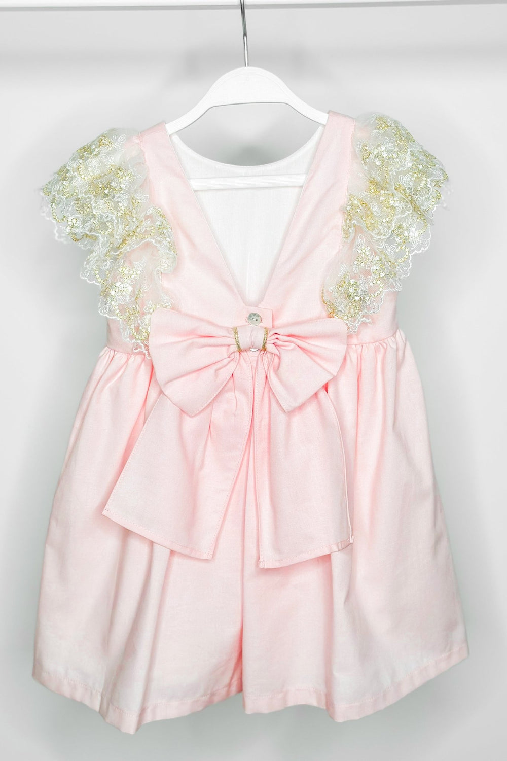 Fofettes "Haven" Pink Gold Lace Sleeve Dress - Millie and John