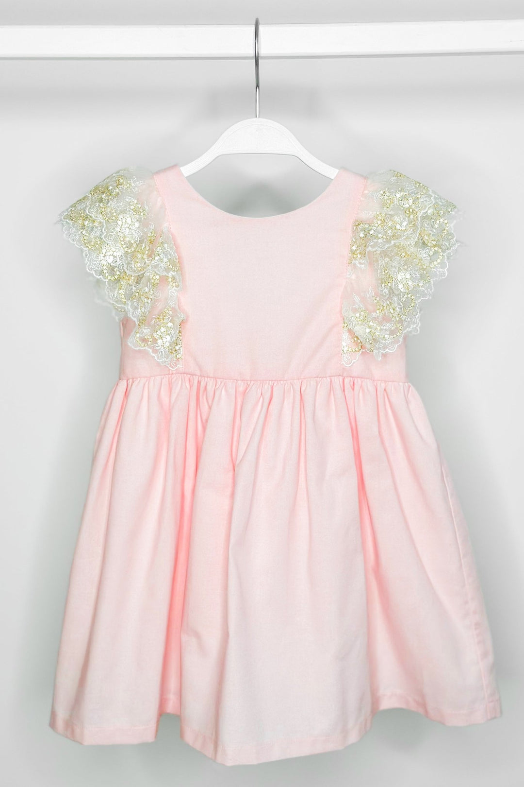 Fofettes "Haven" Pink Gold Lace Sleeve Dress - Millie and John