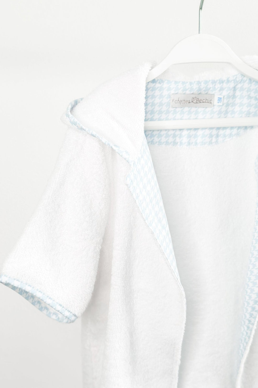 Fofettes "Oakley" Pale Blue Houndstooth Towelling Hoodie - Millie and John