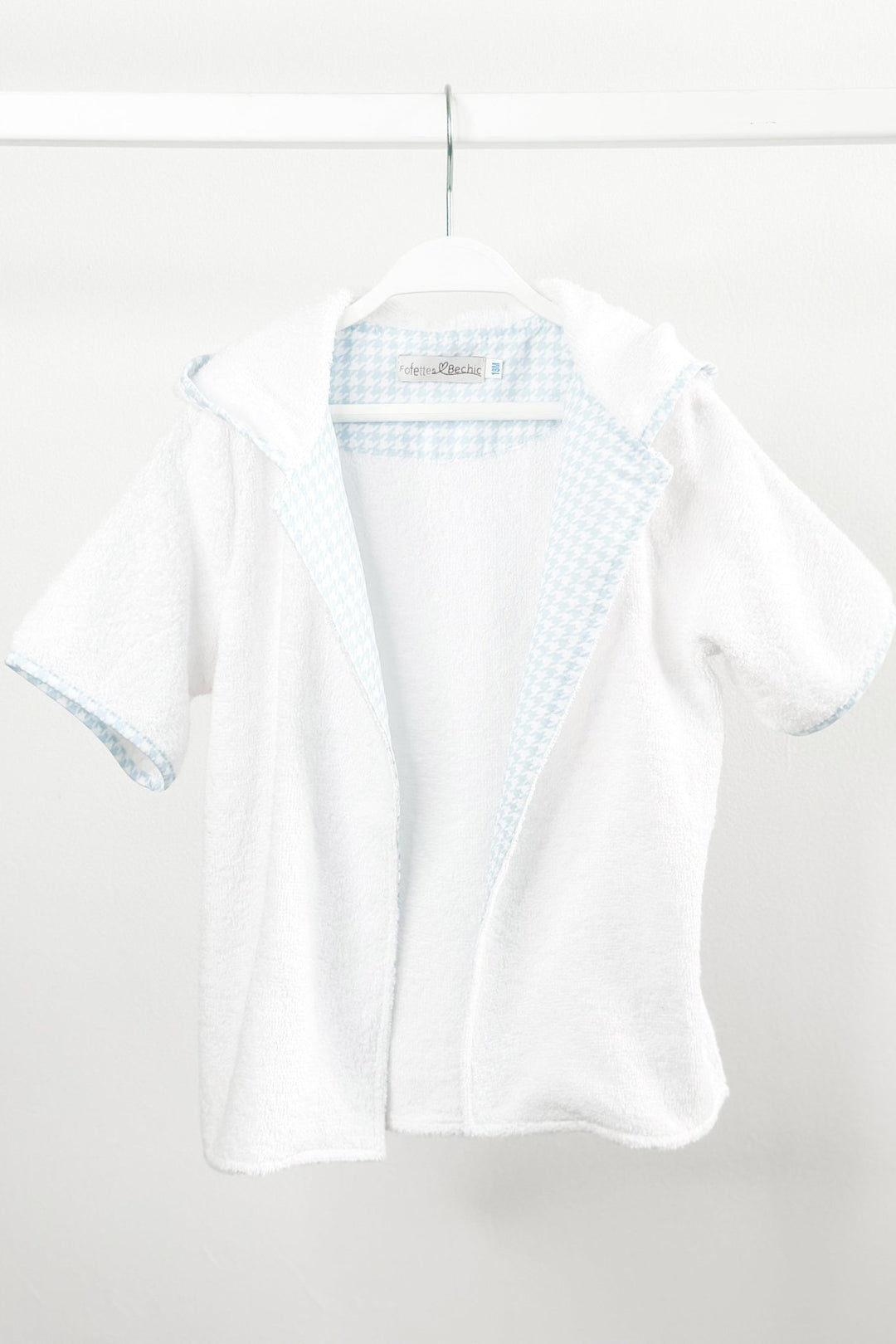 Fofettes "Oakley" Pale Blue Houndstooth Towelling Hoodie - Millie and John
