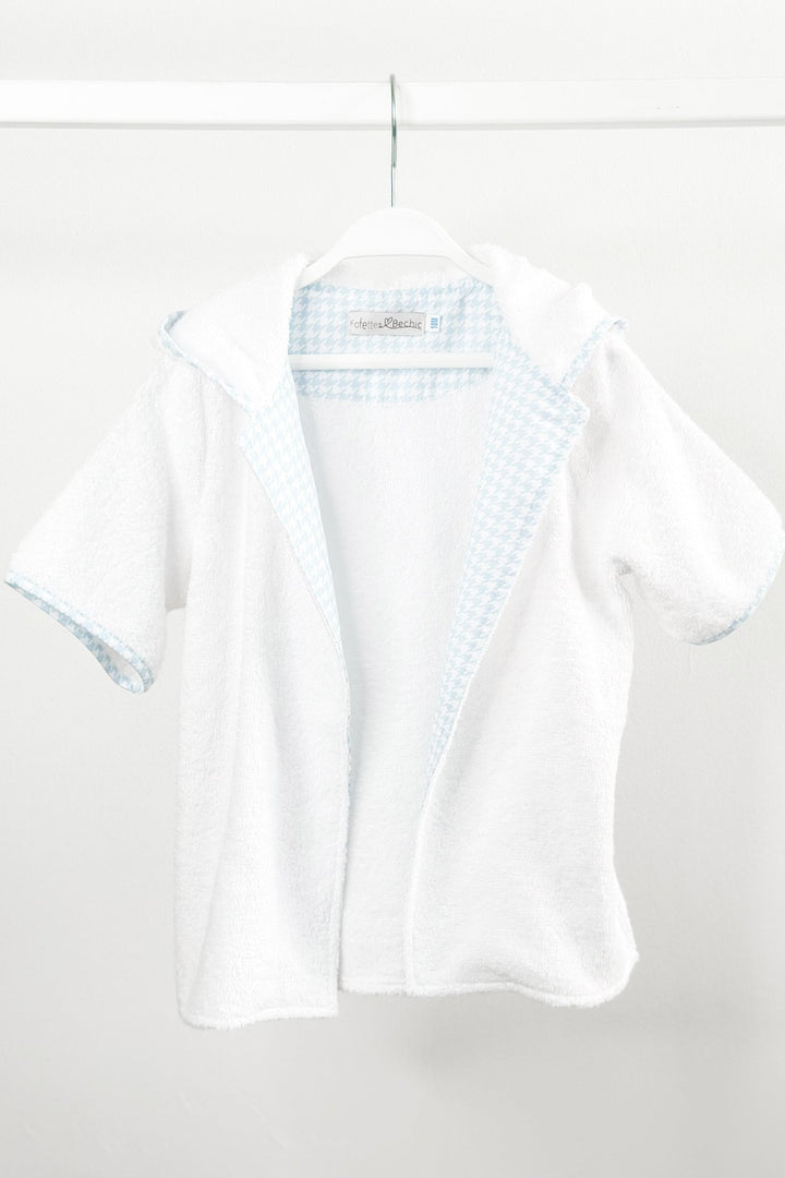 Fofettes "Oakley" Pale Blue Houndstooth Towelling Hoodie - Millie and John