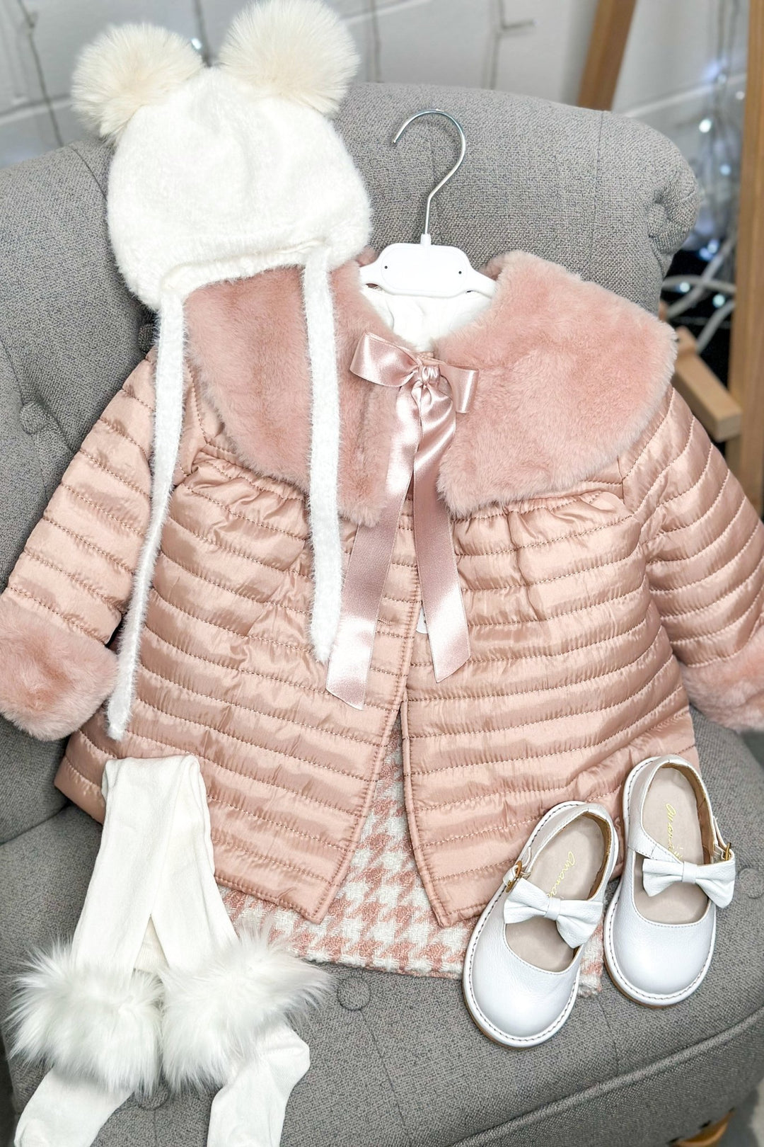 Fofettes "Peggy" Blouse & Pink Houndstooth Knit Skirt - Millie and John