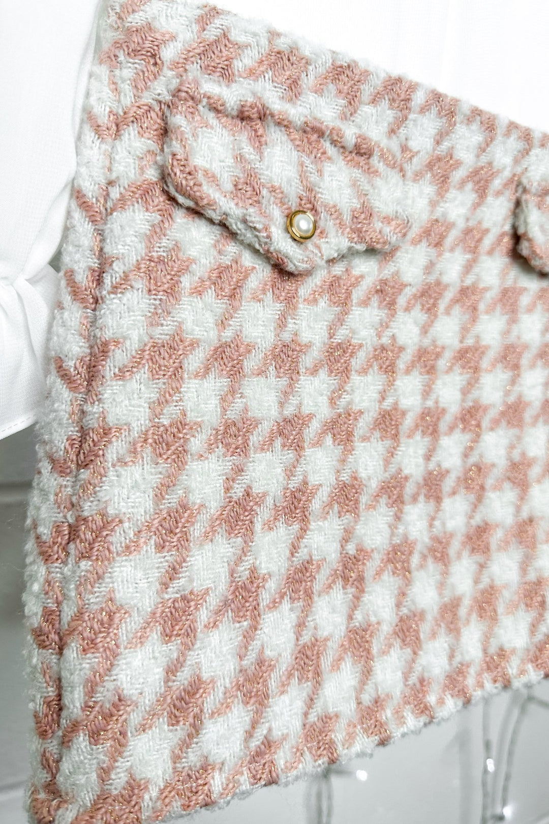 Fofettes "Peggy" Blouse & Pink Houndstooth Knit Skirt - Millie and John