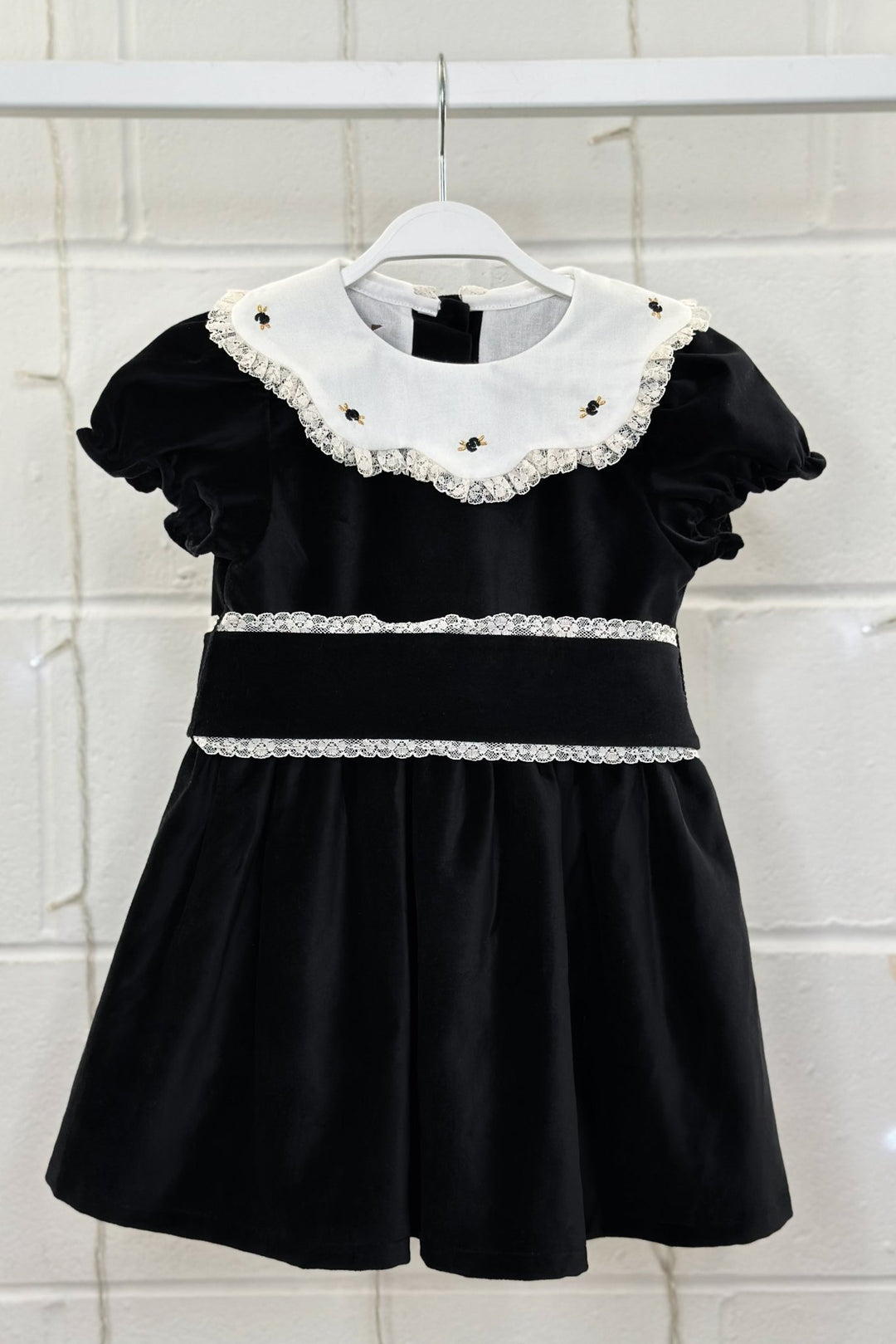 Fofettes "Verity" Black Velvet Embroidered Dress - Millie and John