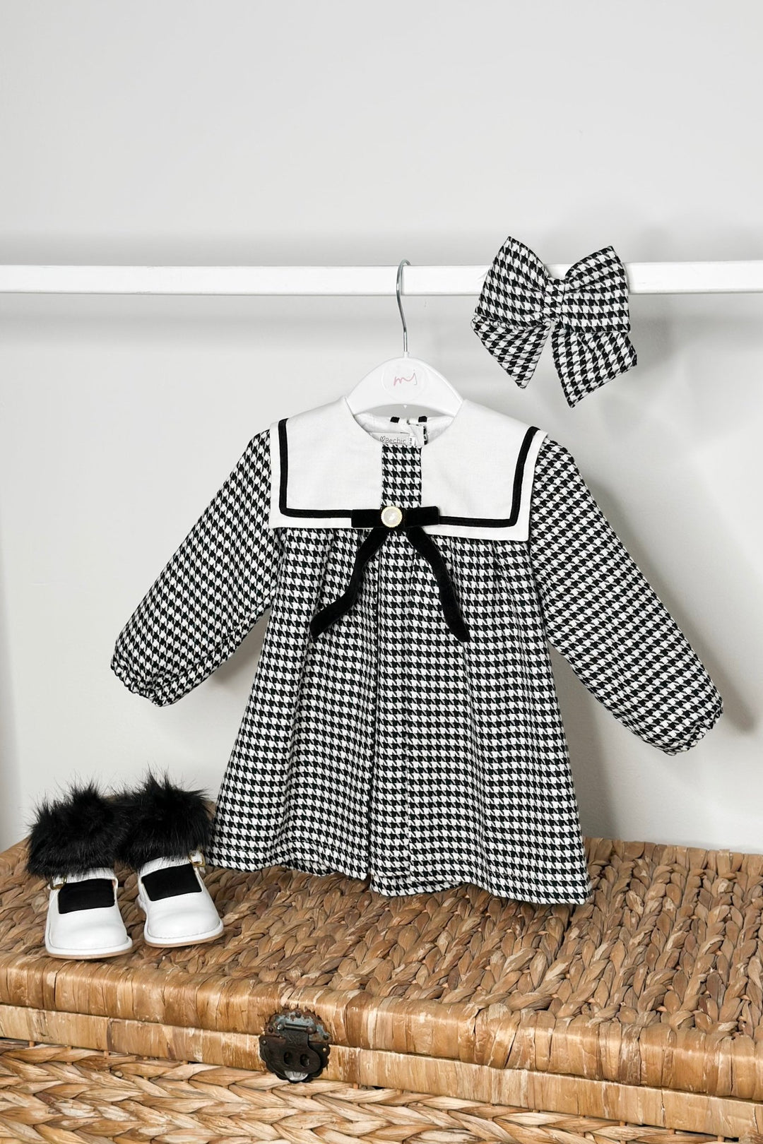 Fofettes x Be Chic "Adaline" Black & White Houndstooth Sailor Dress - Millie and John
