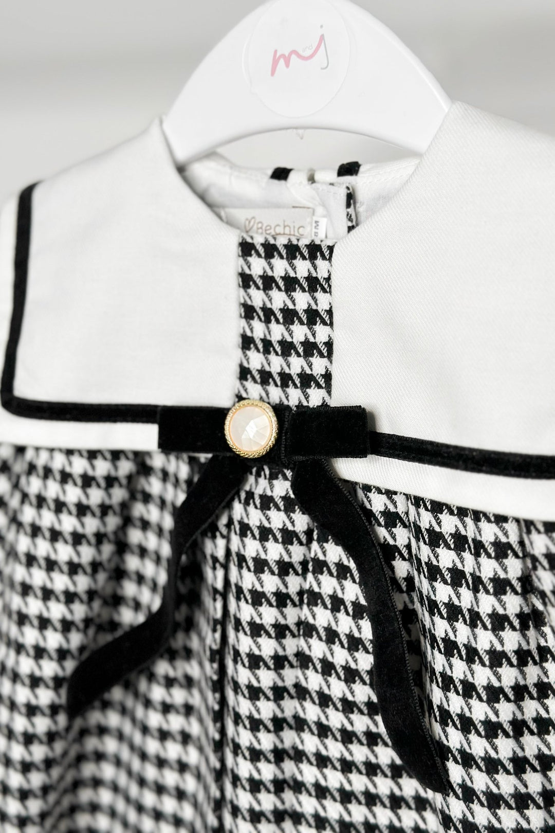 Fofettes x Be Chic "Adaline" Black & White Houndstooth Sailor Dress - Millie and John