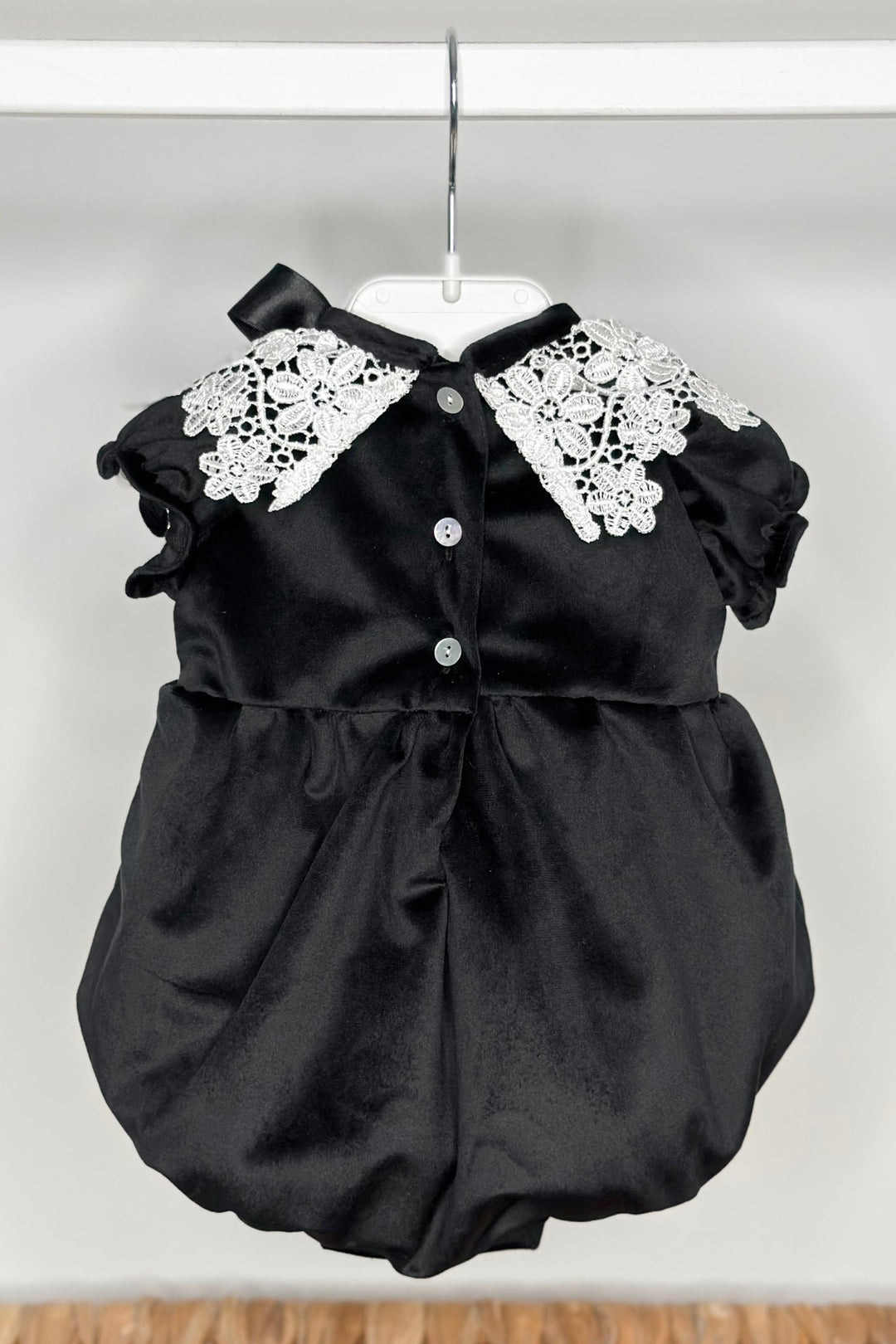 Fofettes x Be Chic "Angelica" Black Velvet Lace Romper - Millie and John