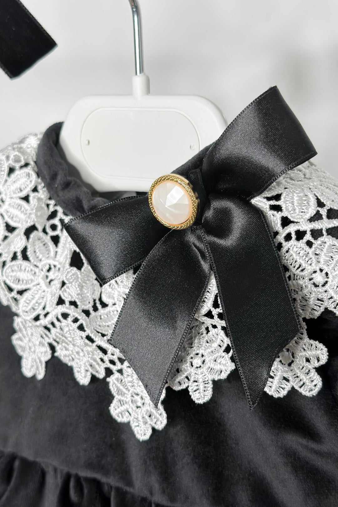 Fofettes x Be Chic "Angelica" Black Velvet Lace Romper - Millie and John