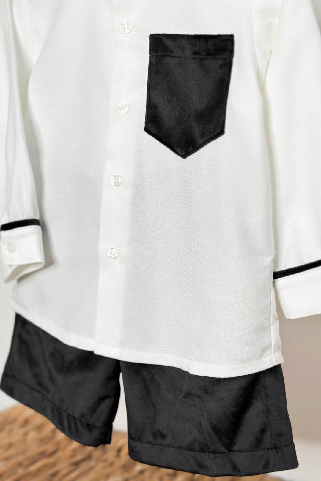 Fofettes x Be Chic "Atticus" Black Velvet Shirt & Shorts - Millie and John