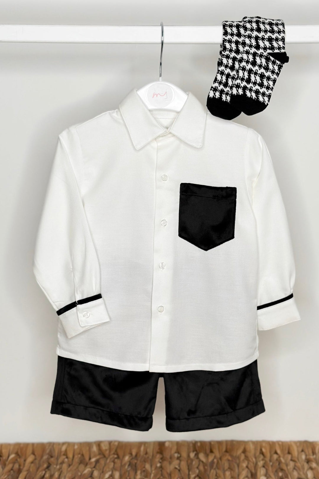 Fofettes x Be Chic "Atticus" Black Velvet Shirt & Shorts - Millie and John