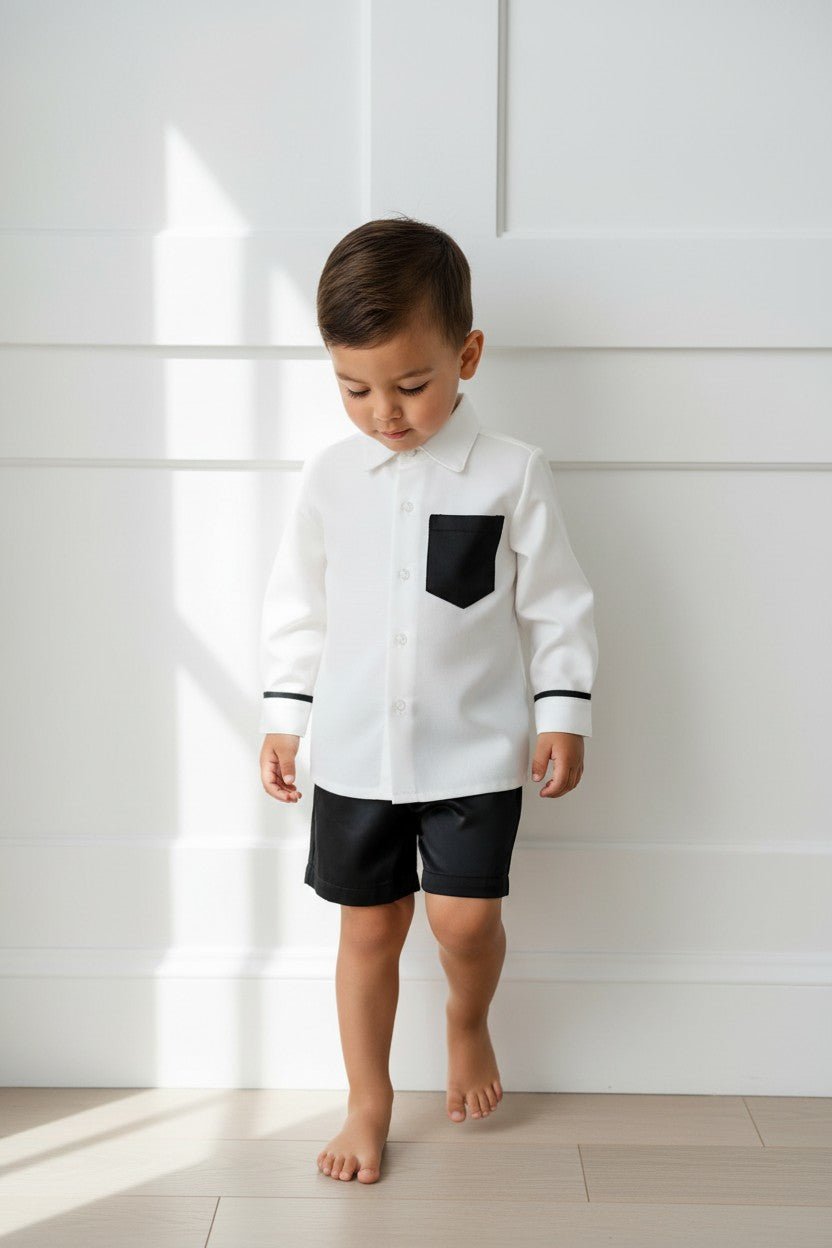 Fofettes x Be Chic "Atticus" Black Velvet Shirt & Shorts - Millie and John