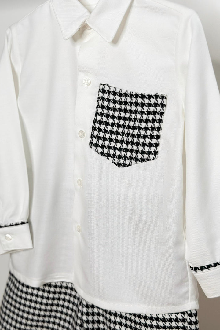 Fofettes x Be Chic "Atticus" Black & White Houndstooth Shirt & Shorts - Millie and John