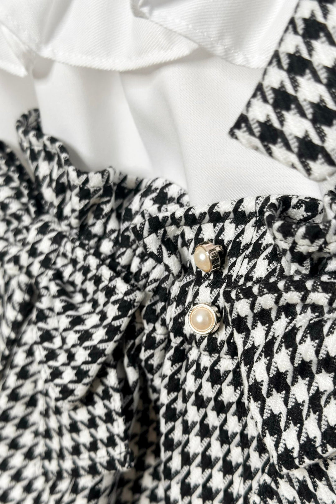 Fofettes x Be Chic "Beatrice" Black & White Houndstooth Blouse & Shorts - Millie and John