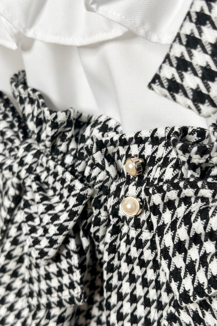 Fofettes x Be Chic "Beatrice" Black & White Houndstooth Blouse & Shorts - Millie and John