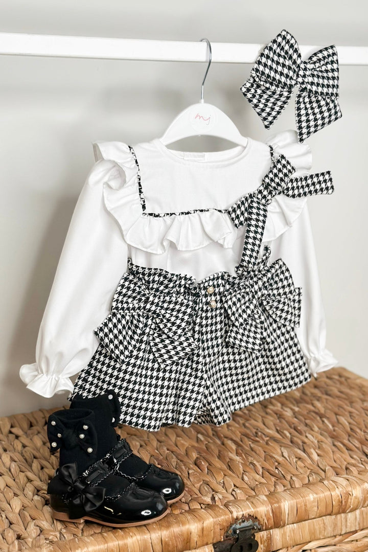 Fofettes x Be Chic "Beatrice" Black & White Houndstooth Blouse & Shorts - Millie and John
