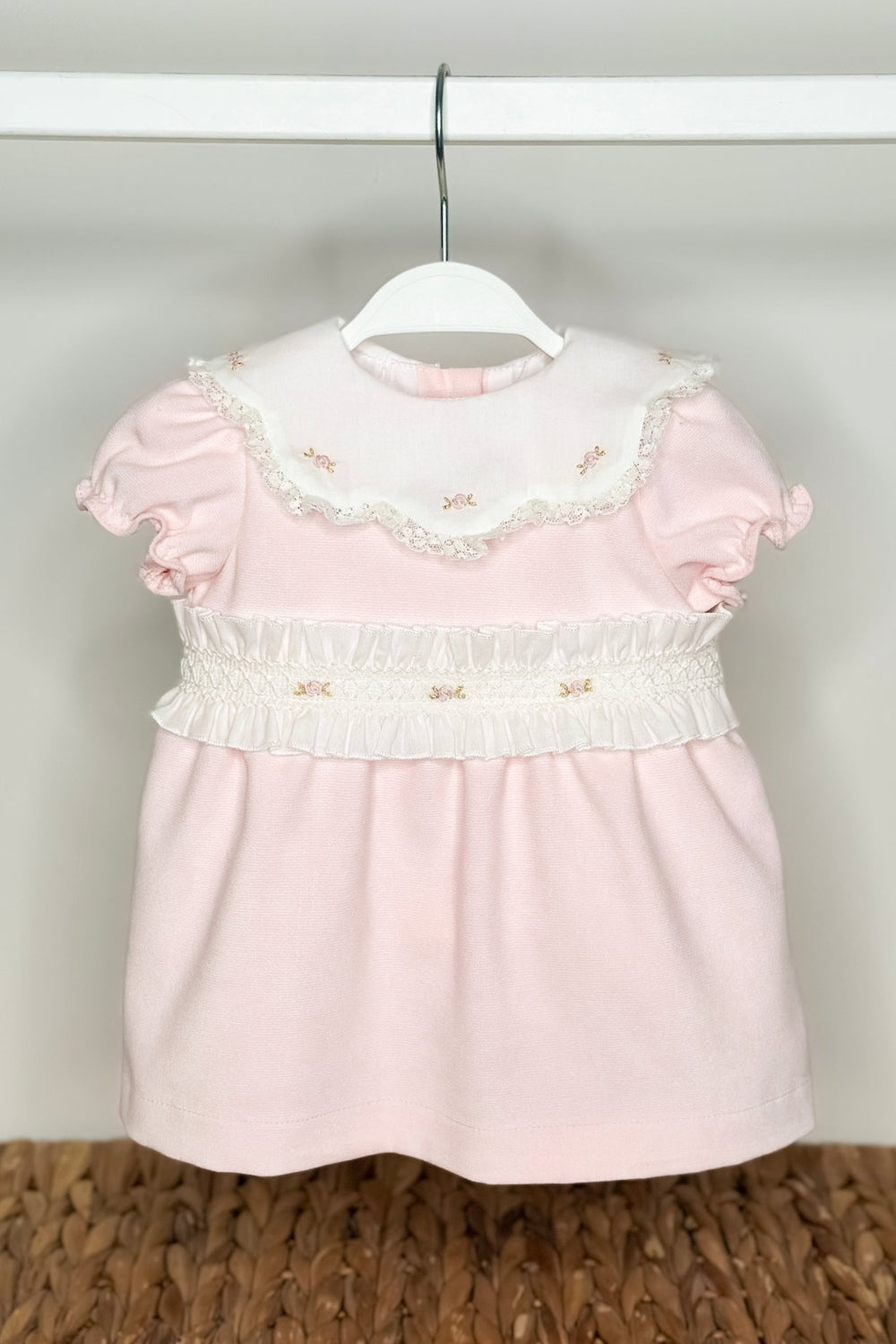 Fofettes x Be Chic "Belle" Baby Pink Velour Smocked Dress - Millie and John