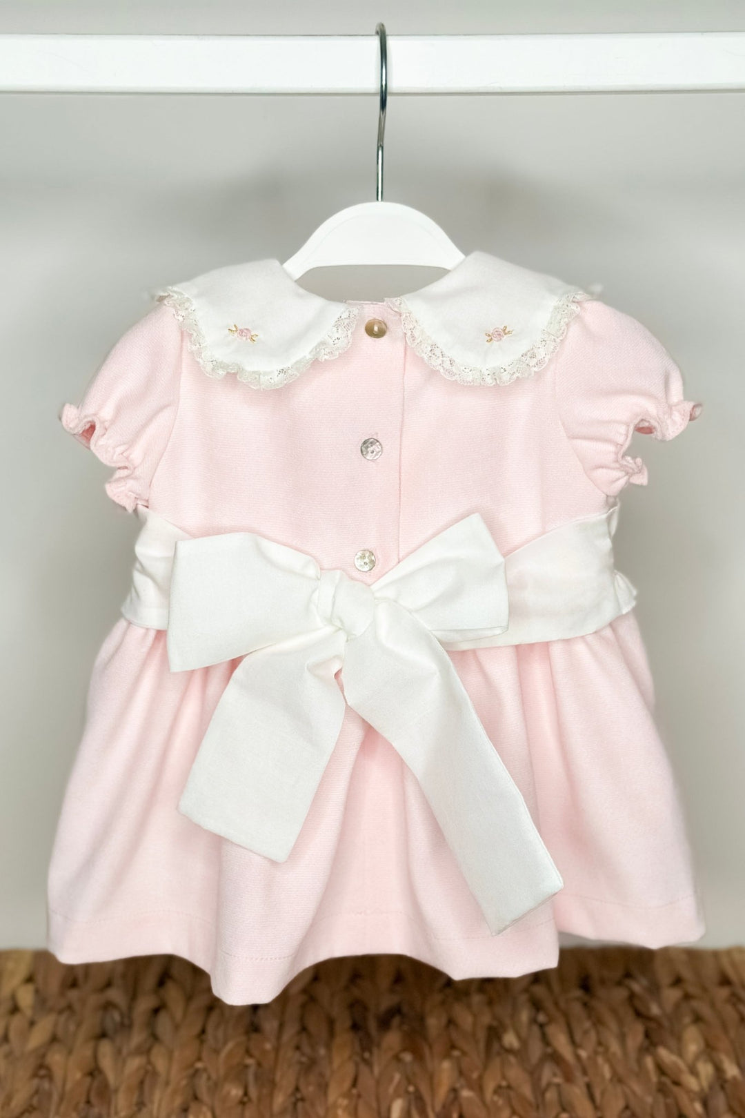 Fofettes x Be Chic "Belle" Baby Pink Velour Smocked Dress - Millie and John