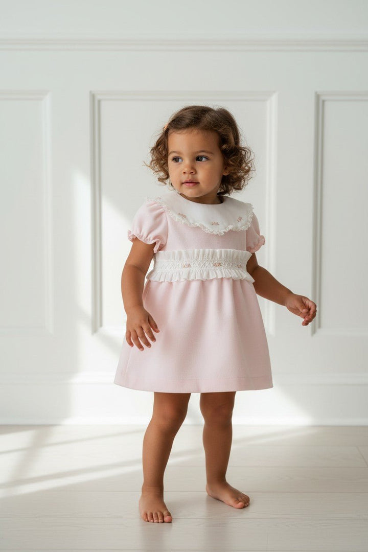Fofettes x Be Chic "Belle" Baby Pink Velour Smocked Dress - Millie and John