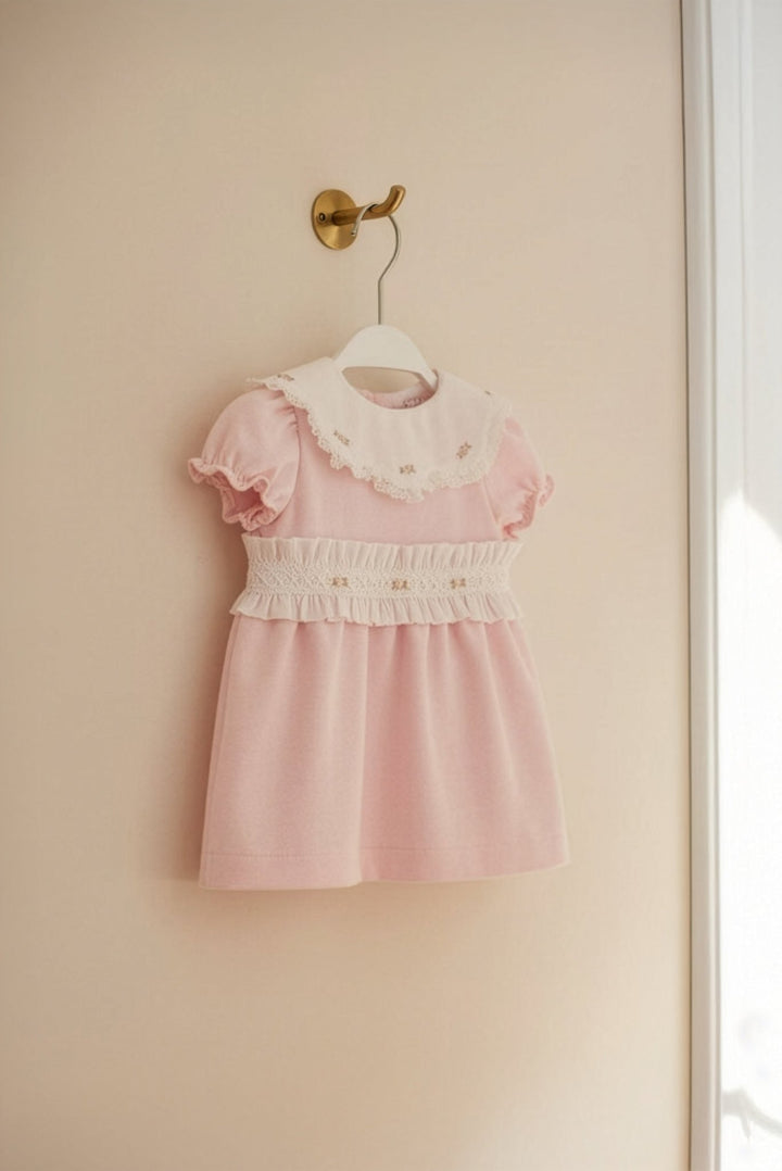 Fofettes x Be Chic "Belle" Baby Pink Velour Smocked Dress - Millie and John