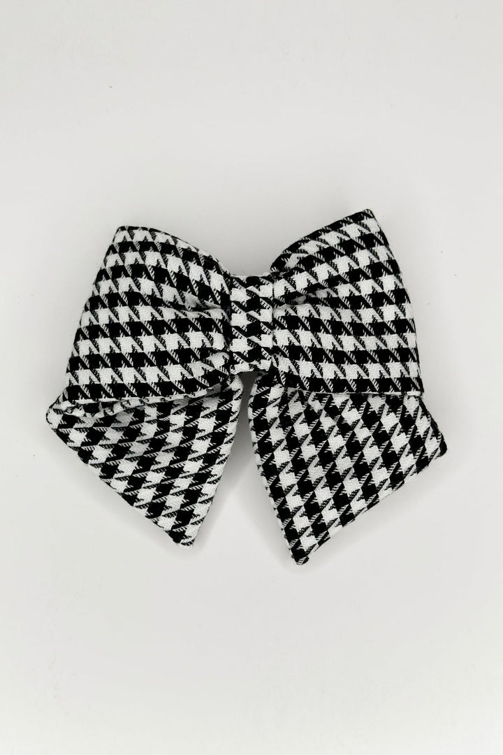Fofettes x Be Chic Black & White Houndstooth Hair Bow - Millie and John