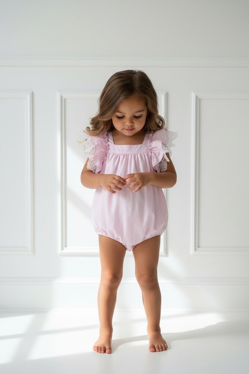 Fofettes x Be Chic "Bunny" Lilac Lace Bow Romper - Millie and John