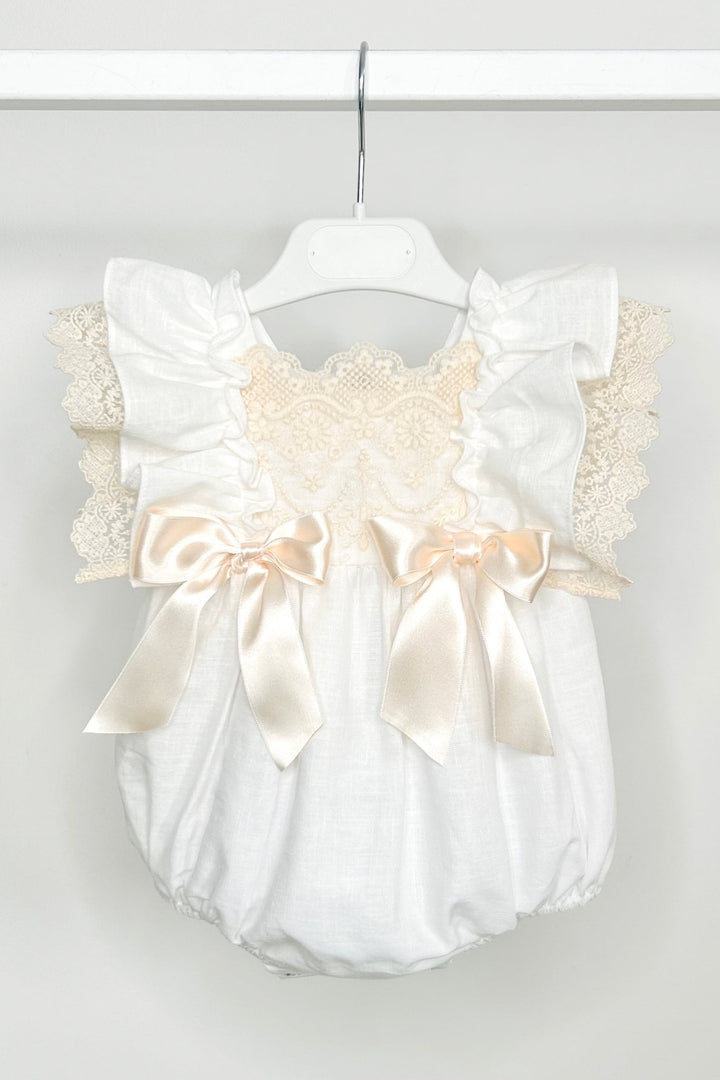 Fofettes x Be Chic "Evangeline" Ivory Lace Bow Romper - Millie and John