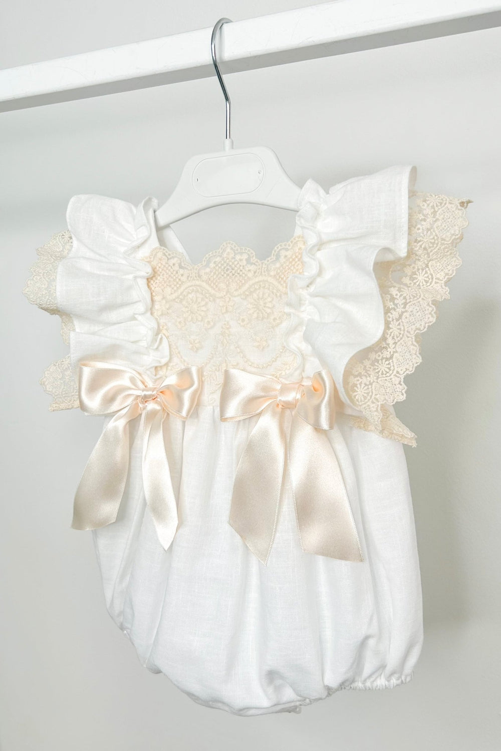 Fofettes x Be Chic "Evangeline" Ivory Lace Bow Romper - Millie and John