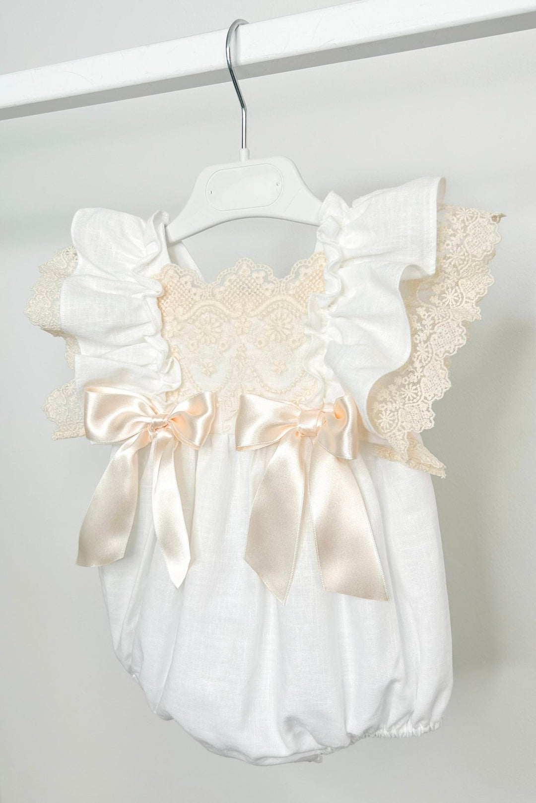 Fofettes x Be Chic "Evangeline" Ivory Lace Bow Romper - Millie and John