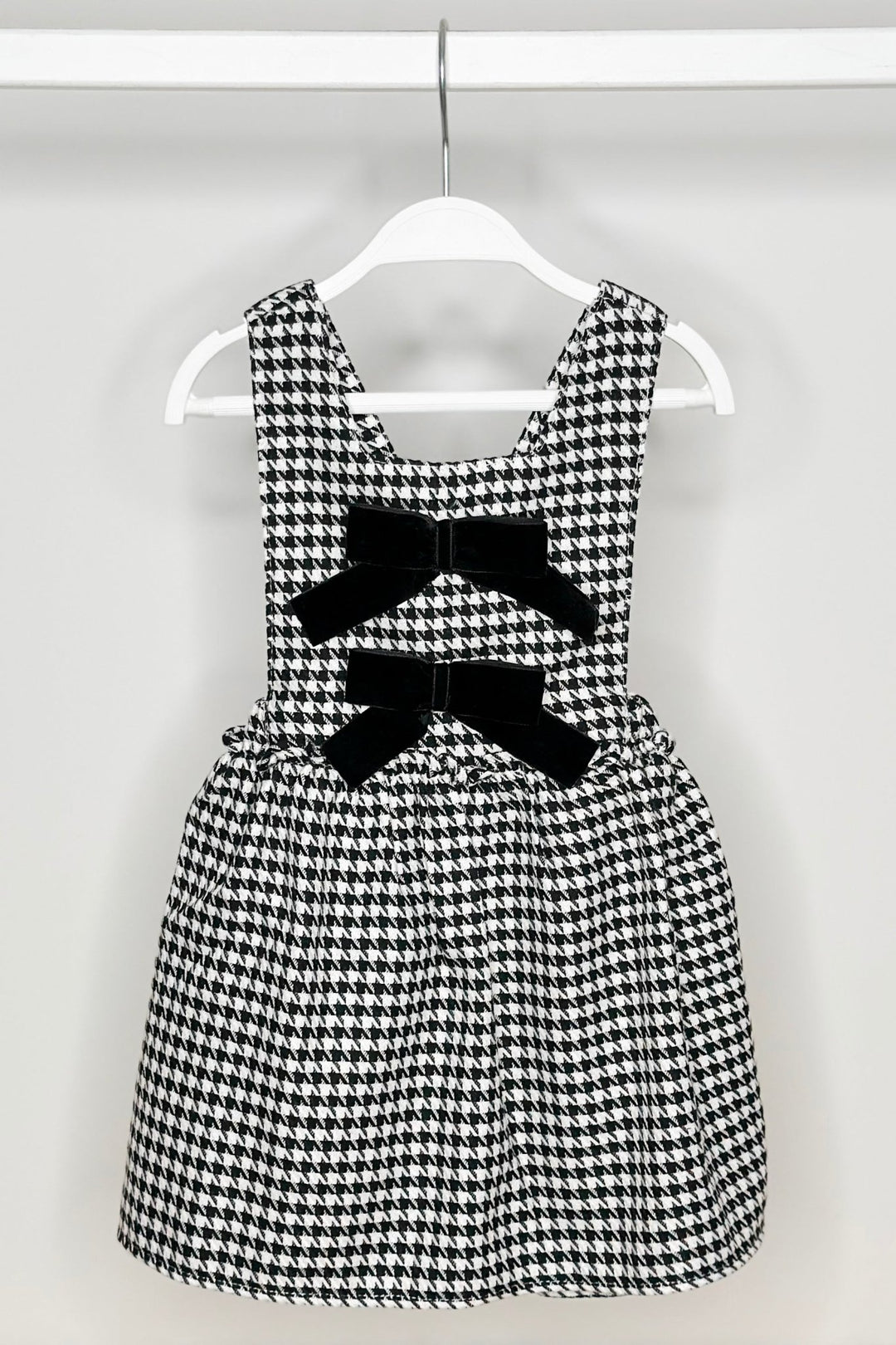 Fofettes x Be Chic "Evelina" Black & White Houndstooth Pinafore Dress - Millie and John