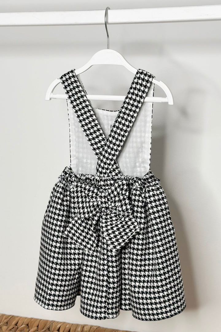 Fofettes x Be Chic "Evelina" Black & White Houndstooth Pinafore Dress - Millie and John