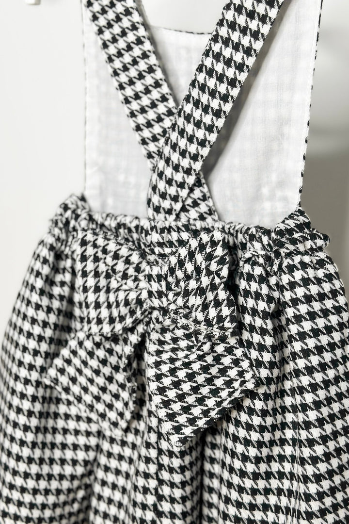 Fofettes x Be Chic "Evelina" Black & White Houndstooth Pinafore Dress - Millie and John