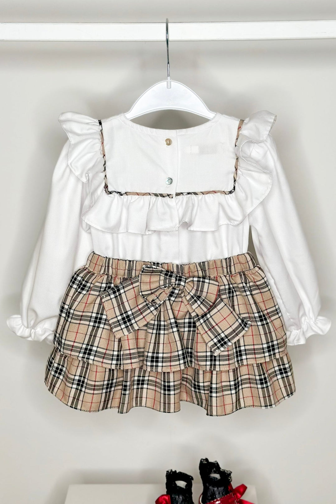Fofettes x Be Chic "Hope" Beige Tartan Blouse & Skirt - Millie and John