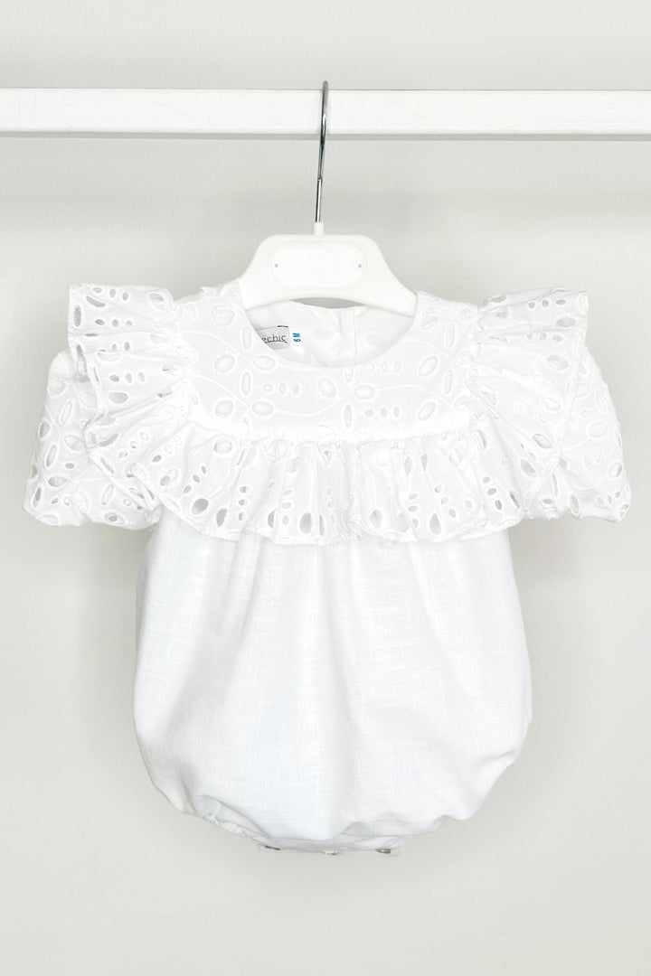 Fofettes x Be Chic "Liora" White Broderie Anglaise Romper - Millie and John