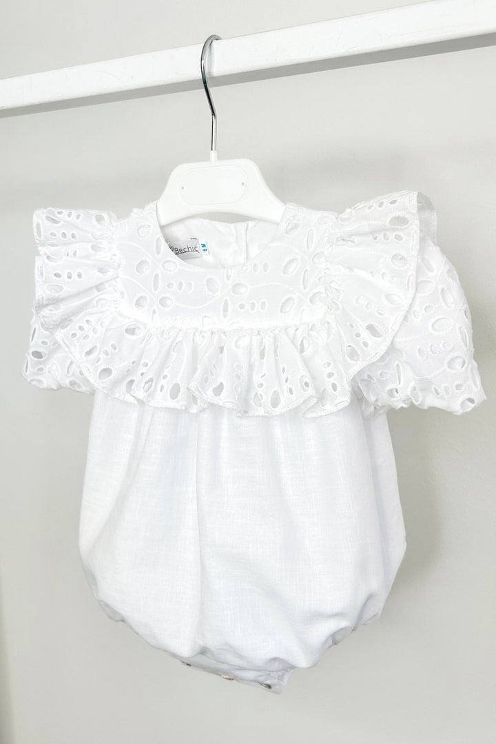 Fofettes x Be Chic "Liora" White Broderie Anglaise Romper - Millie and John