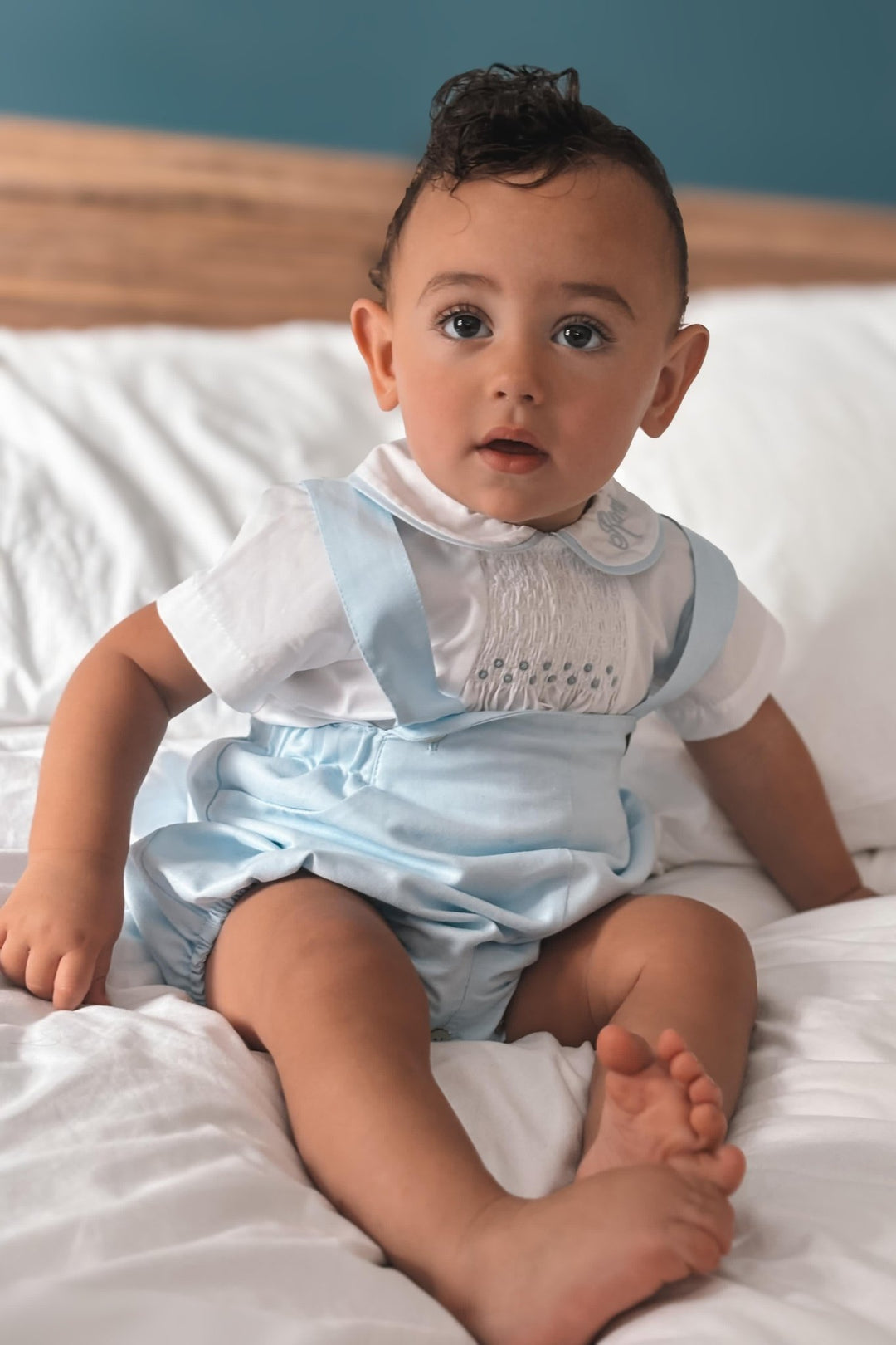 Fofettes x Be Chic "Louis" Sky Blue Smocked Shirt & Jam Pants - Millie and John