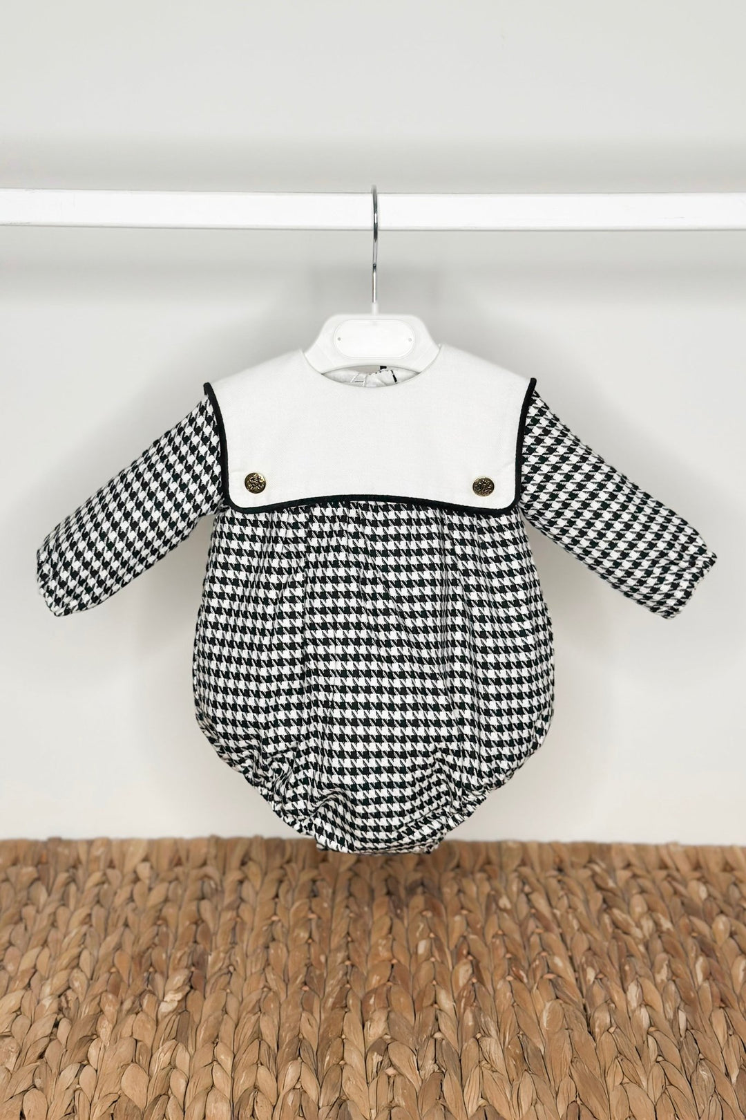 Fofettes x Be Chic "Micah" Black & White Houndstooth Sailor Romper - Millie and John