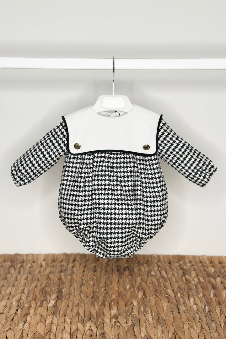 Fofettes x Be Chic "Micah" Black & White Houndstooth Sailor Romper - Millie and John