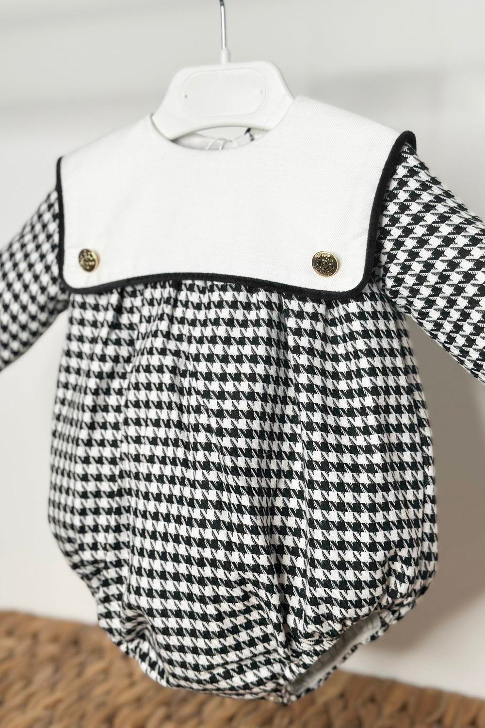 Fofettes x Be Chic "Micah" Black & White Houndstooth Sailor Romper - Millie and John