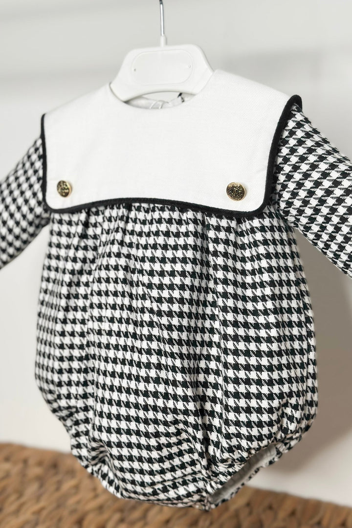 Fofettes x Be Chic "Micah" Black & White Houndstooth Sailor Romper - Millie and John