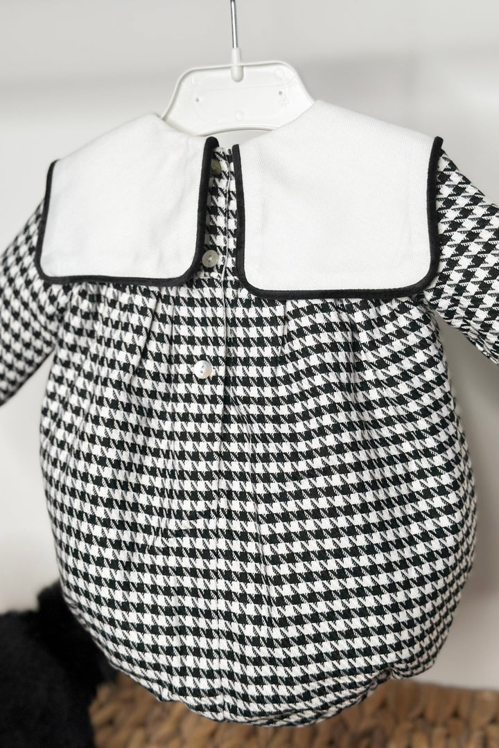 Fofettes x Be Chic "Micah" Black & White Houndstooth Sailor Romper - Millie and John
