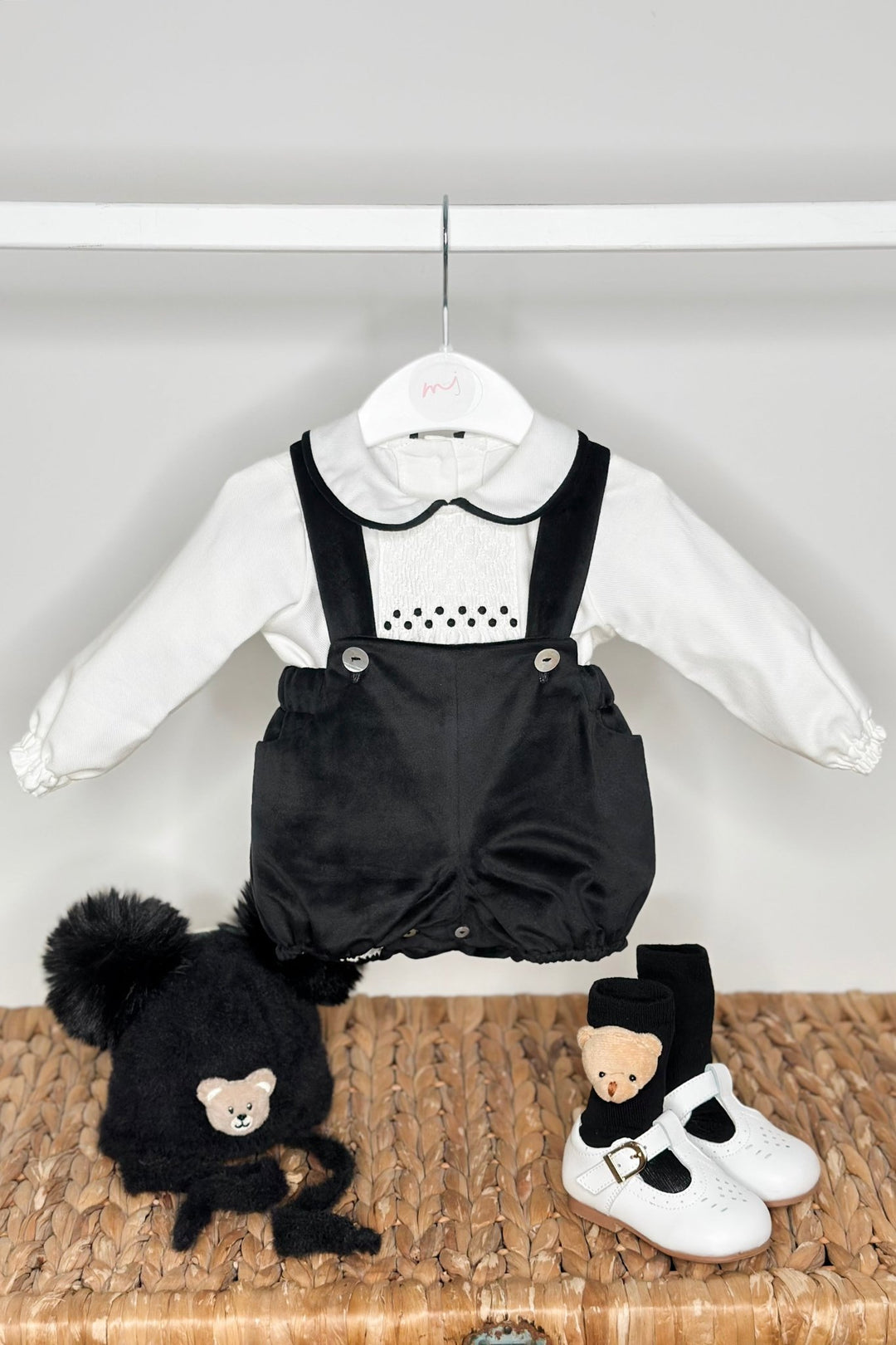 Fofettes x Be Chic "Mylo" Black Velvet Smocked Shirt & Jam Pants - Millie and John